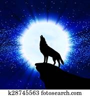 Clipart of howling wolf k14662873 - Search Clip Art, Illustration