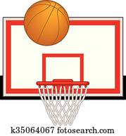 Clip Art of , ball, basketball, equipment, hoop, sport, u11197188