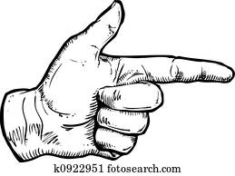 Drawing of Hand pointing right k0825603 - Search Clipart, Illustration