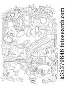 Clipart of Gingerbread house colouring page k6658932 - Search Clip Art