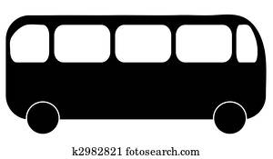 黑色半面画像, 插图, 显示, a, 侧视图, .的, a, 公共汽车