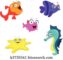 Clipart of Cartoon sea creatures k2261503 - Search Clip Art