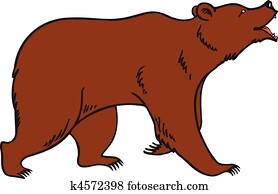 Clipart of Cute Grizzly Brown Bear Vector Illustration k1566611