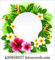 Clipart of Frame of Tropical Borders and Flowers k2470763 - Search Clip