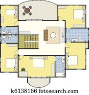 Clip Art of Simple Furniture / Floor Plan k14912327 - Search Clipart