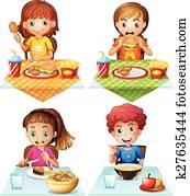 Stock Photography Of Children Eating Spaghetti Is900-741 - Search Stock 