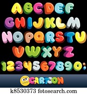 Bright Cartoon Comic Graffiti Doodle Font Alphabet Vector Clipart