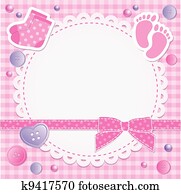 Clip Art of pink frame with bow k9701856 - Search Clipart, Illustration