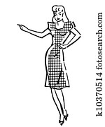 Stock Illustrations of A black and white version of a vintage pin up