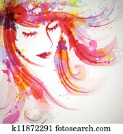Clipart of Sketch - Beautiful woman face k8526075 - Search Clip Art