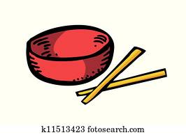 剪图clipart 卡通 筷子 以及 碗