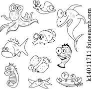 Clipart of Cartoon sea creatures k2261503 - Search Clip Art