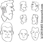 Clip Art of vector face man sketch. design element k9027129 - Search
