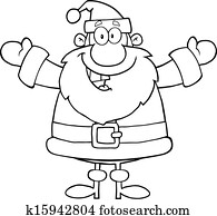 Clipart of Black And White Santa&#039;s Sleigh k4326264 - Search Clip Art