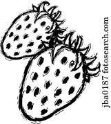 Stock Illustration Of Plump Strawberry B&w Jba0255 - Search Clipart ...