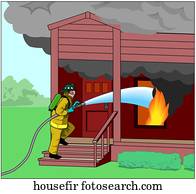 Drawing of House fire e406013 - Search Clipart, Illustration, Fine Art