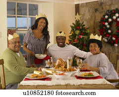 Stock Photography of Adult African American family having Christmas