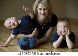 Mother With Two Sons Stock Image U Fotosearch