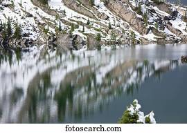Reflection of Snow-Capped Mountains  in Lake