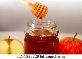 maçã, e, mel, -, judeu, ano novo, símbolos