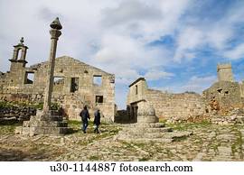 Pillory and well in Marialva, small town declarated Historic Village, in Beira Alta  Guarda District  Portugal