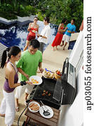 freunde, an, barbeque, party