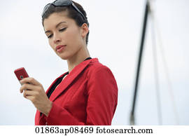 mujer de negocios, utilizar, teléfono móvil