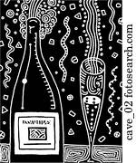 ano novo, champanhe, -, b&w