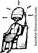 frau, unter, trockner frau, unter, trockner