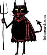 悪魔, ネコ クリップアート  pp_devilcat  Fotosearch