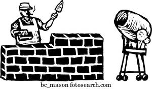 Illustration, lineart, bricklayer, brick, layer, mason, masonry Clip