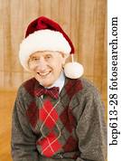 retrato, de, homem idoso, desgastar, chapéu santa