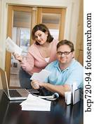 Couple paying bills
