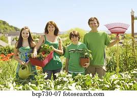 família, em, em, jardim vegetal