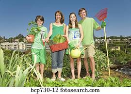 família, em, jardim vegetal