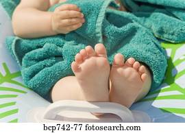 cicatrizarse, de, baby’s, pies descalzos