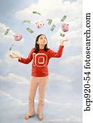 Girl juggling money