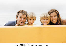 portrets, dēļ, vecāki, ar, jauns, sons