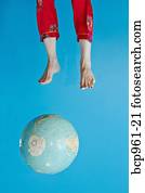 globo, y, pies, en aire