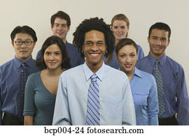 Studio portrait of seven business colleagues. 