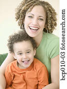 Portrait of a mother and her young son.