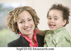 Portrait of a mother and her young son.