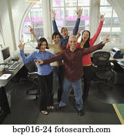 Five young business colleagues in their office.