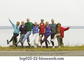 Eight middle-aged men and women in a row