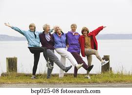 Five smiling middle-age women Five smiling middle-age women
