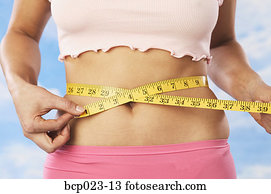 A woman measuring her waist