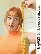 messendes klebeband, und, junge frau