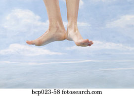 ένα, πλωτός, ζευγάρι, από, γυμνός πόδια