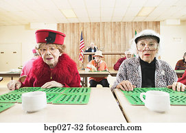 maiņa, dēļ, women, playing, bingo