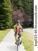 pareja, equitación, bicicleta de tandem